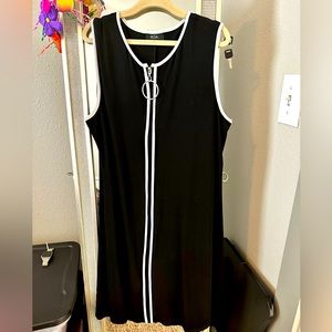 MSK Sleeveless Piped Zip Dress, Size L